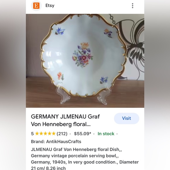 Vintage 40’s JL Menau Graf Von Henneberg porcelain vase - Picture 15 of 17